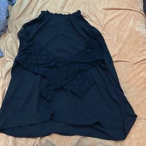black top with polkadot sleeves